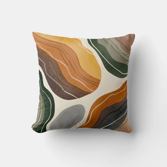Moderne Abstracte Aardtint Kussen (Voorkant)