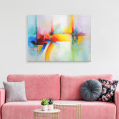 Moderne Abstracte acrylverf Canvas Afdruk (Insitu (Woonkamer))