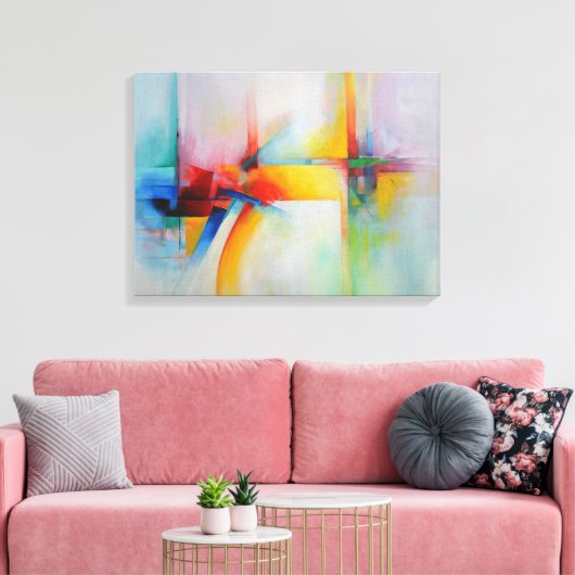 Moderne Abstracte acrylverf Canvas Afdruk (Insitu (Woonkamer))