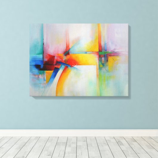 Moderne Abstracte acrylverf Canvas Afdruk (Insitu (Houten vloer))