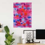 Moderne Abstracte acrylverf in roze Poster (Thuiskantoor)