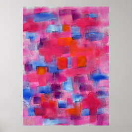 Moderne Abstracte acrylverf in roze Poster