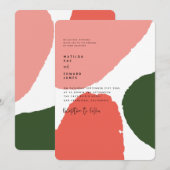 Moderne abstracte afbeelding rood, roze + groen aankondiging (Voorkant / Achterkant)