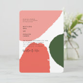 Moderne abstracte afbeelding rood, roze + groen aankondiging (Staand voorkant)