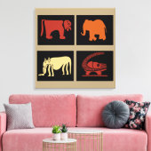 Moderne abstracte Afrikaanse dierenkunst Canvas Afdruk (Insitu (Woonkamer))