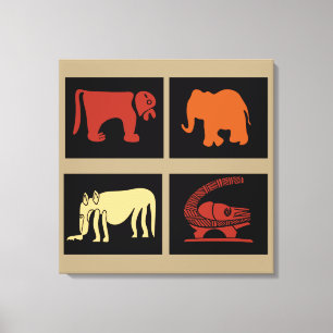 Moderne abstracte Afrikaanse dierenkunst Canvas Afdruk