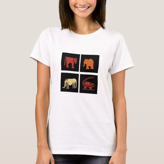 Moderne abstracte Afrikaanse dierenkunst T-shirt (Voorkant)
