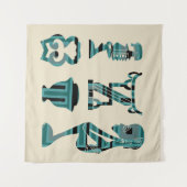 Moderne abstracte Afrikaanse silhouetkunst Wandkleed (Voorkant (horizontaal))