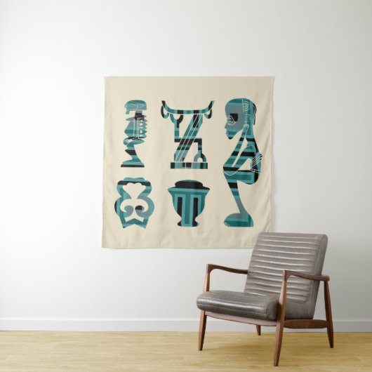 Moderne abstracte Afrikaanse silhouetkunst Wandkleed (In situ)