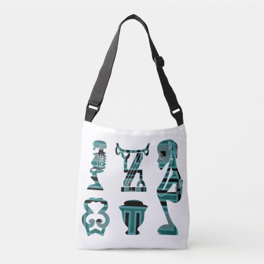 Moderne abstracte Afrikaanse stam silhouet Crossbody Tas (Voorkant)