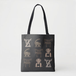 Moderne abstracte Afrikaanse symbolen en ornamente Tote Bag