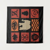 Moderne abstracte Afrikaanse symbool- en olifanten Wandkleed (Voorkant (horizontaal))