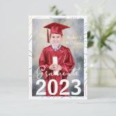 Moderne Abstracte Afstudeerfeest Voor Senioren Bedankkaart (Staand voorkant)