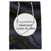 Moderne Abstracte Afstuderen zwart-wit en goudgrij Medium Cadeauzakje (Voorkant)