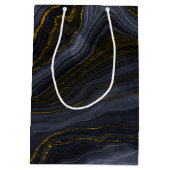 Moderne Abstracte Afstuderen zwart-wit en goudgrij Medium Cadeauzakje (Achterkant)