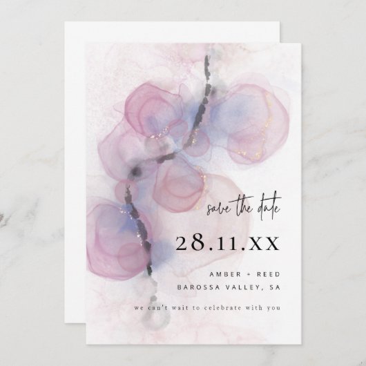 Moderne Abstracte Alcohol Ink Art Pink Save the Da Kaart (Voorkant / Achterkant)