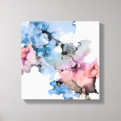 Moderne Abstracte alcohol Inkt blauw roze goud Canvas Afdruk (Voorkant)