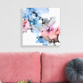 Moderne Abstracte alcohol Inkt blauw roze goud Canvas Afdruk (Insitu (Woonkamer))