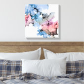 Moderne Abstracte alcohol Inkt blauw roze goud Canvas Afdruk (Insitu (Slaapkamer))
