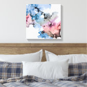 Moderne Abstracte alcohol Inkt blauw roze goud Canvas Afdruk (Insitu (Slaapkamer))