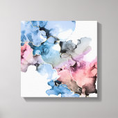 Moderne Abstracte alcohol Inkt blauw roze goud Canvas Afdruk (Voorkant)