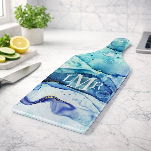 Moderne Abstracte Alcohol Inkt Monogram Snijplank