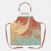 Moderne Abstracte alcoholinkt Aqua & Gold Monogram Schort (Voorkant)