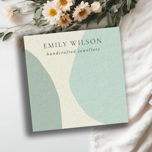 Moderne Abstracte Aqua Blue Blank Jewelry-display Vierkante Visitekaartje