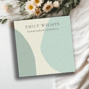Moderne Abstracte Aqua Blue Blank Jewelry-display Vierkante Visitekaartje