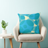 Moderne Abstracte Aqua Blue Yellow Mid Century Kussen (Stoel)