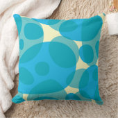 Moderne Abstracte Aqua Blue Yellow Mid Century Kussen (Deken)