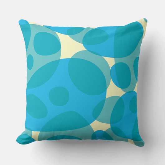 Moderne Abstracte Aqua Blue Yellow Mid Century Kussen (Voorkant)