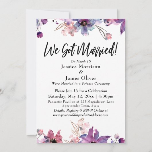 Moderne Abstracte Aquarel Bloemen We Zijn Getrouwd Kaart (Voorkant)