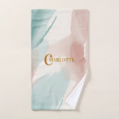 Moderne Abstracte Aquarel Wash Sage & Blush Bad Handdoek (Handdoek)