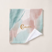 Moderne Abstracte Aquarel Wash Sage & Blush Bad Handdoek (Wasdoekje)
