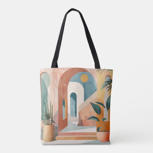 Moderne Abstracte architectonische Canvas tas (Achterkant)