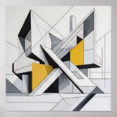 Moderne Abstracte Architectonische Gele Accenten Poster (Voorkant)