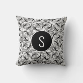 Moderne Abstracte Art Black & White Swirls Monogra Kussen