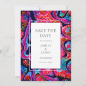 Moderne Abstracte Art Blue Flat Save The Date (Voorkant)