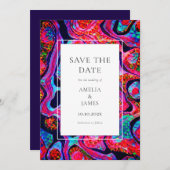 Moderne Abstracte Art Blue Flat Save The Date (Voorkant / Achterkant)