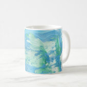 Moderne Abstracte Art Blue Green Sjabloon Elegant Koffiemok (Voorkant rechts)