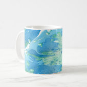 Moderne Abstracte Art Blue Green Sjabloon Elegant Koffiemok (Voorkant links)