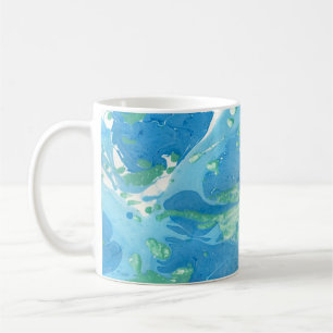 Moderne Abstracte Art Blue Green Sjabloon Elegant Koffiemok