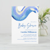 Moderne Abstracte Art Blue Waterverf Baby shower Kaart (Staand voorkant)