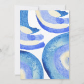 Moderne Abstracte Art Blue Waterverf Baby shower Kaart (Achterkant)