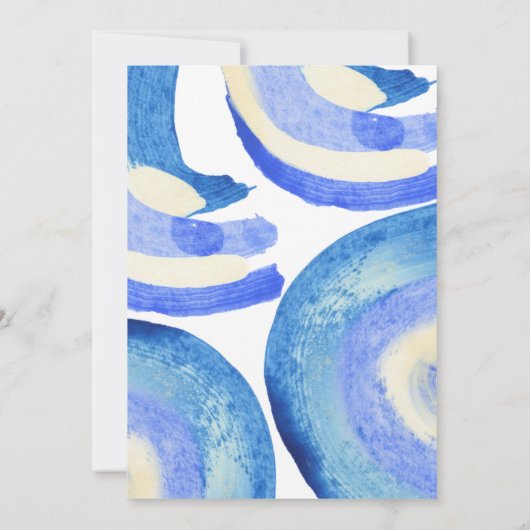 Moderne Abstracte Art Blue Waterverf Baby shower Kaart (Achterkant)