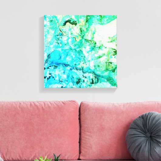 Moderne Abstracte Art Blue Yellow Green Trendy Canvas Afdruk (Insitu (Woonkamer))