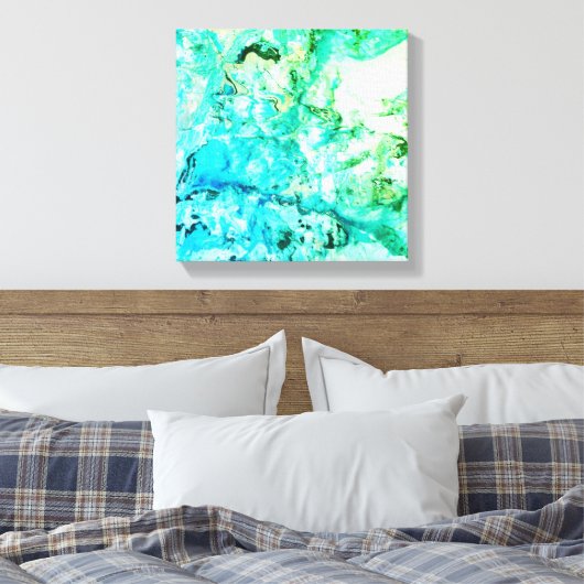 Moderne Abstracte Art Blue Yellow Green Trendy Canvas Afdruk (Insitu (Slaapkamer))
