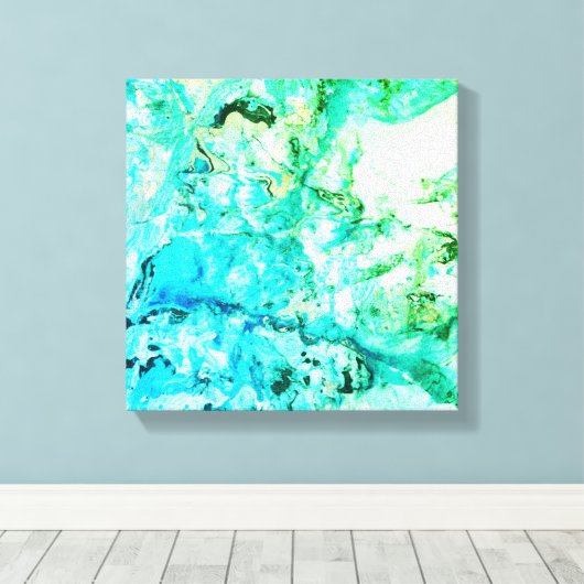 Moderne Abstracte Art Blue Yellow Green Trendy Canvas Afdruk (Insitu (Houten vloer))