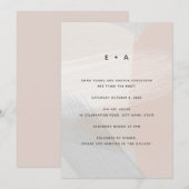 Moderne Abstracte Art Brush Strokes Blush Wedding Kaart (Voorkant / Achterkant)